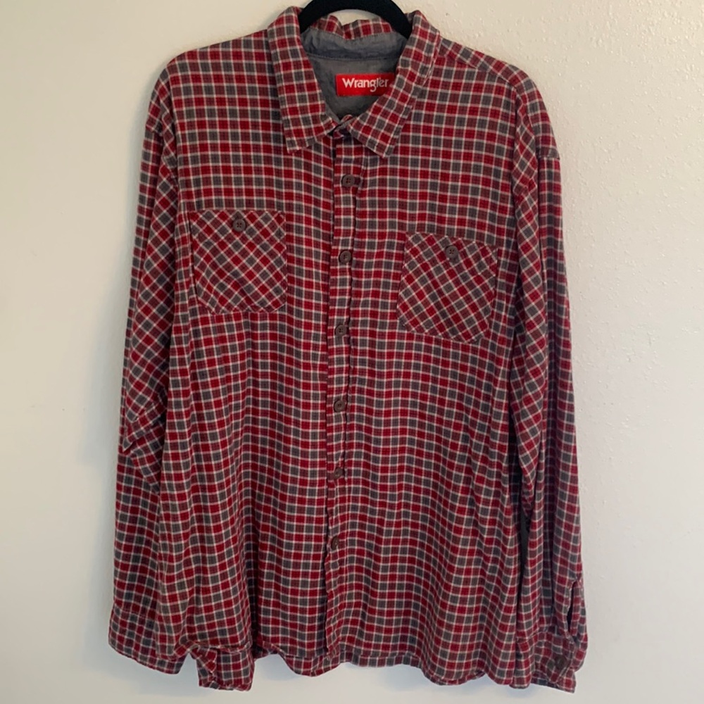 Wrangler Long Sleeve Plaid Flannel Shirt Size 3XL Red Black Gray